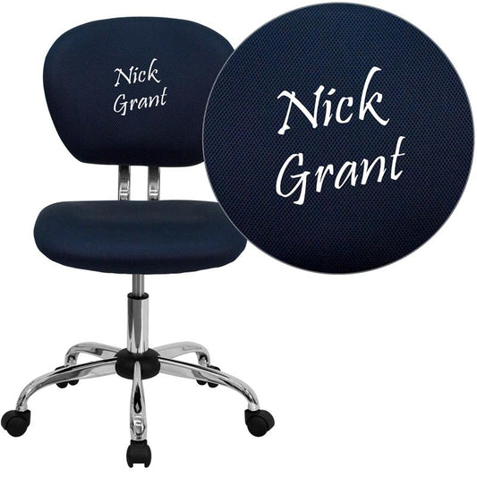 Personalized Mid-Back Navy Mesh Swivel Task Office Chair With Chrome Base By Flash Furniture | Office Chairs | Modishstore