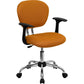Mid-Back Orange Mesh Padded Swivel Task Office Chair With Chrome Base And Arms By Flash Furniture | Office Chairs | Modishstore - 1