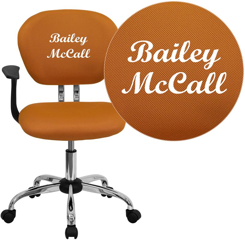 Personalized Mid-Back Orange Mesh Swivel Task Office Chair With Chrome Base And Arms By Flash Furniture | Office Chairs | Modishstore - 1
