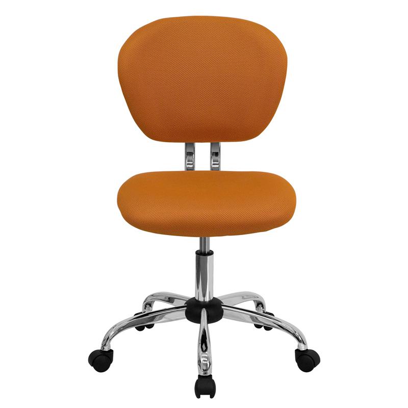 Mid-Back Orange Mesh Padded Swivel Task Office Chair With Chrome Base By Flash Furniture | Office Chairs | Modishstore - 4