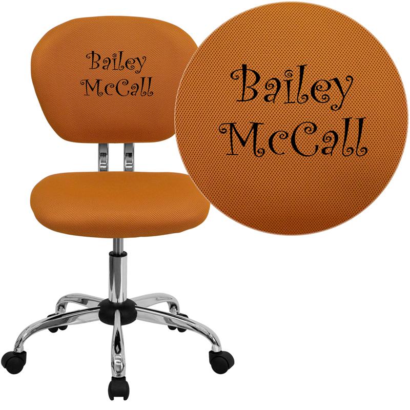 Personalized Mid-Back Orange Mesh Swivel Task Office Chair With Chrome Base By Flash Furniture | Office Chairs | Modishstore - 1