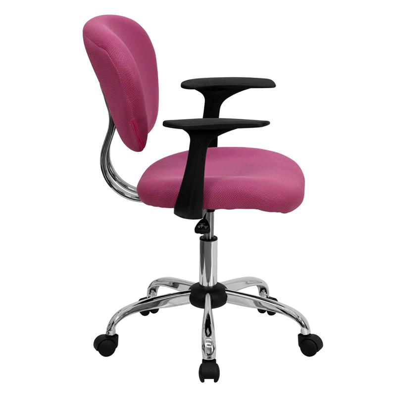 Mid-Back Pink Mesh Padded Swivel Task Office Chair With Chrome Base And Arms By Flash Furniture | Office Chairs | Modishstore - 2