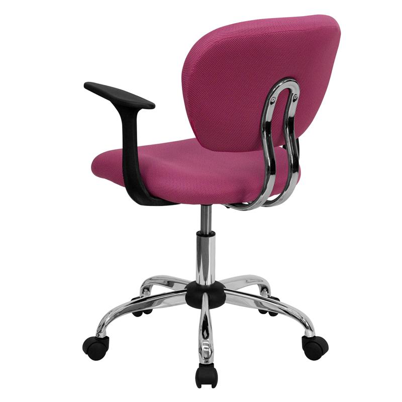 Mid-Back Pink Mesh Padded Swivel Task Office Chair With Chrome Base And Arms By Flash Furniture | Office Chairs | Modishstore - 3