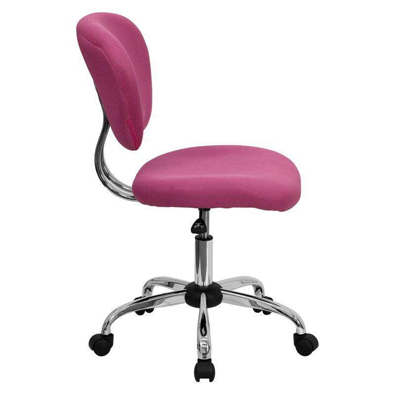Mid-Back Pink Mesh Padded Swivel Task Office Chair With Chrome Base By Flash Furniture | Office Chairs | Modishstore - 2