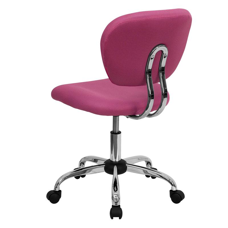 Mid-Back Pink Mesh Padded Swivel Task Office Chair With Chrome Base By Flash Furniture | Office Chairs | Modishstore - 3