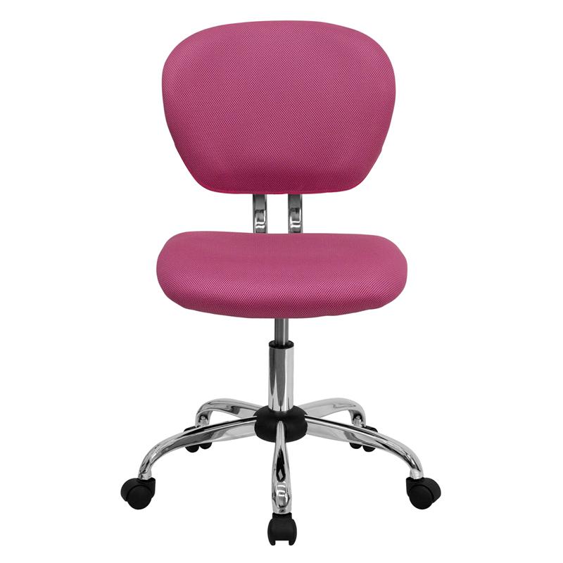 Mid-Back Pink Mesh Padded Swivel Task Office Chair With Chrome Base By Flash Furniture | Office Chairs | Modishstore - 4