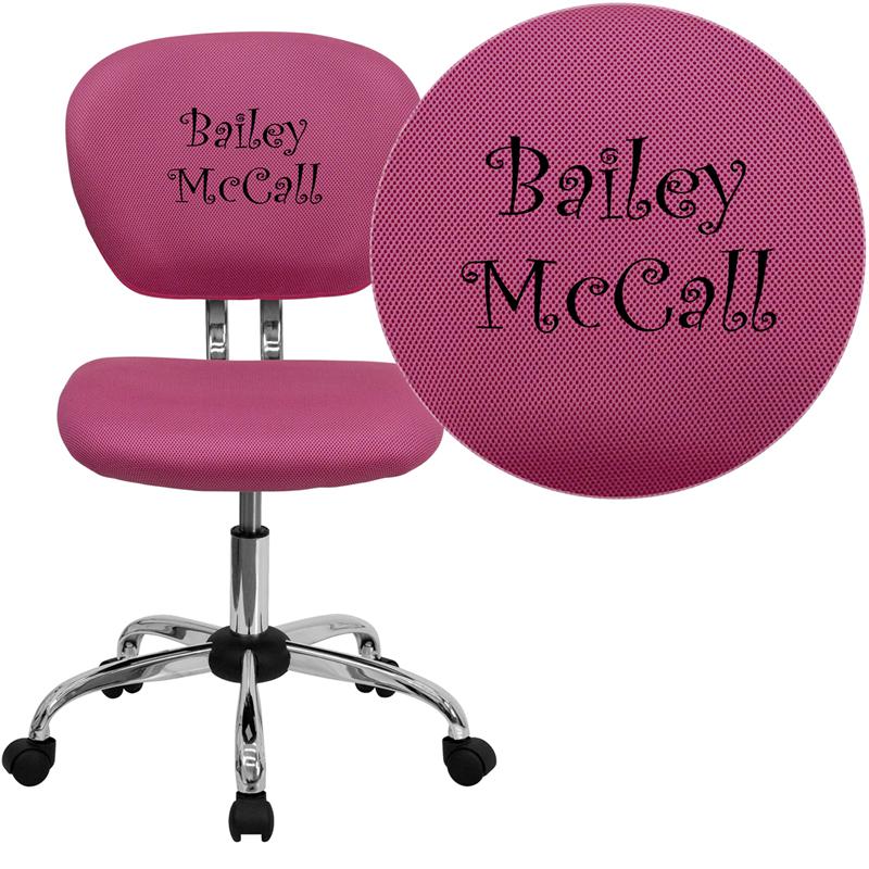 Personalized Mid-Back Pink Mesh Swivel Task Office Chair With Chrome Base By Flash Furniture | Office Chairs | Modishstore - 1