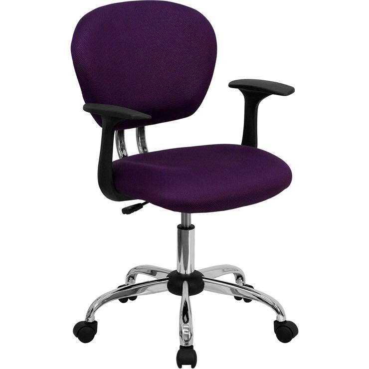 Mid-Back Purple Mesh Padded Swivel Task Office Chair With Chrome Base And Arms By Flash Furniture | Office Chairs | Modishstore