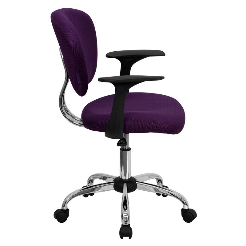 Mid-Back Purple Mesh Padded Swivel Task Office Chair With Chrome Base And Arms By Flash Furniture | Office Chairs | Modishstore - 2