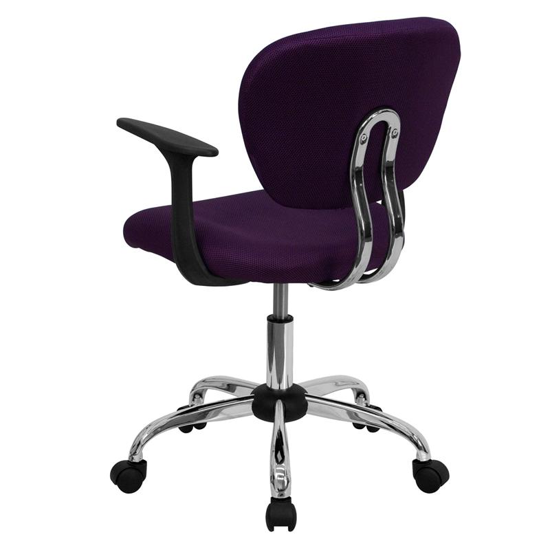 Mid-Back Purple Mesh Padded Swivel Task Office Chair With Chrome Base And Arms By Flash Furniture | Office Chairs | Modishstore - 3
