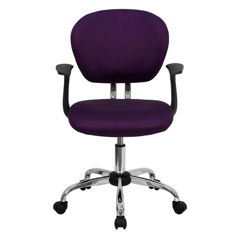 Mid-Back Purple Mesh Padded Swivel Task Office Chair With Chrome Base And Arms By Flash Furniture | Office Chairs | Modishstore - 4