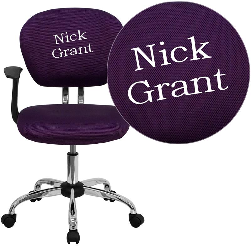 Personalized Mid-Back Purple Mesh Swivel Task Office Chair With Chrome Base And Arms By Flash Furniture | Office Chairs | Modishstore - 1