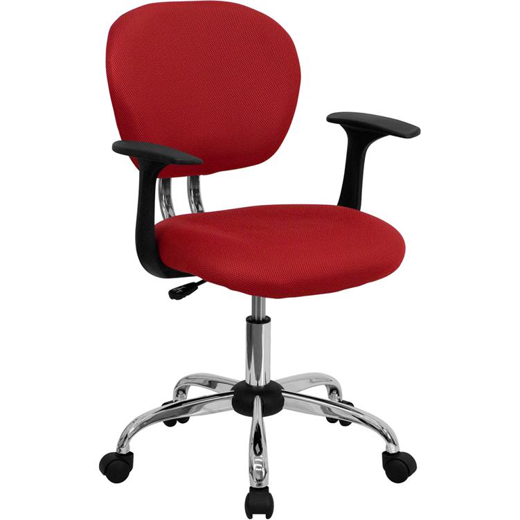 Mid-Back Red Mesh Padded Swivel Task Office Chair With Chrome Base And Arms By Flash Furniture | Office Chairs | Modishstore