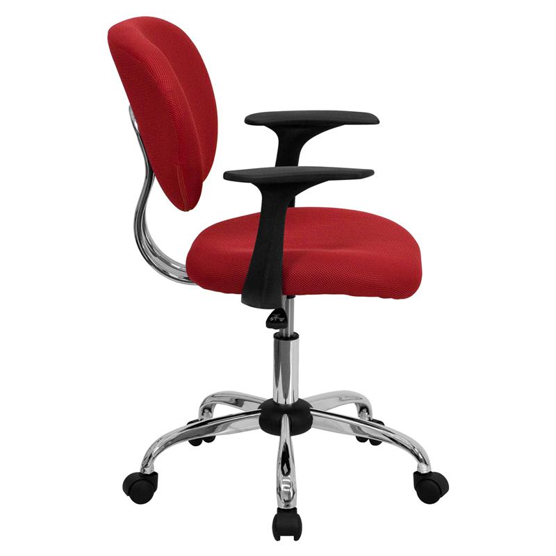 Mid-Back Red Mesh Padded Swivel Task Office Chair With Chrome Base And Arms By Flash Furniture | Office Chairs | Modishstore - 2