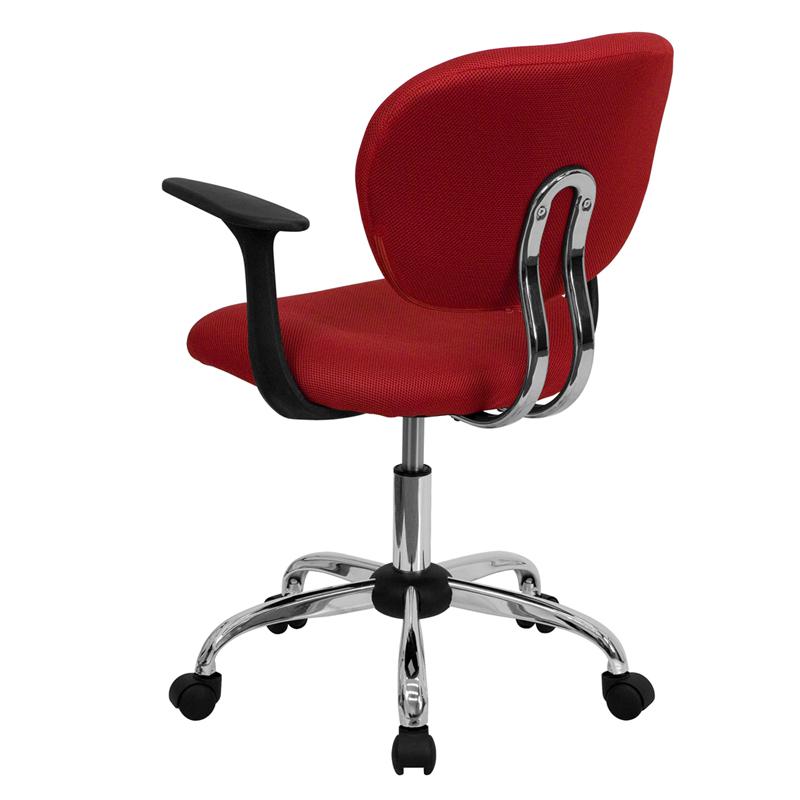 Mid-Back Red Mesh Padded Swivel Task Office Chair With Chrome Base And Arms By Flash Furniture | Office Chairs | Modishstore - 3