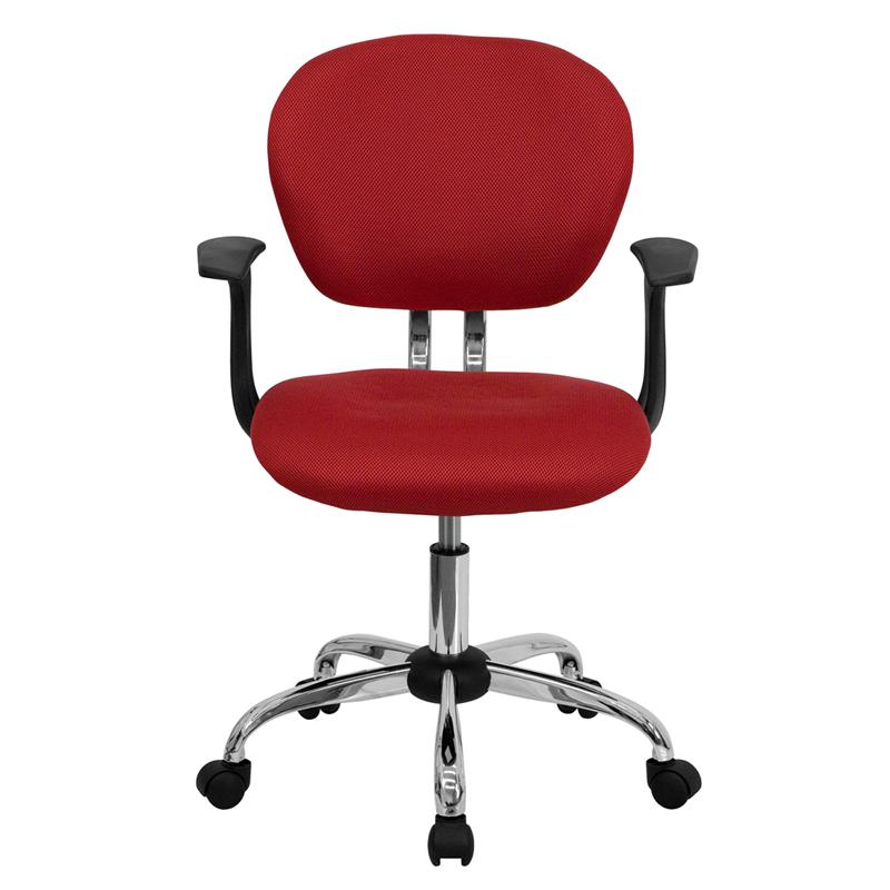 Mid-Back Red Mesh Padded Swivel Task Office Chair With Chrome Base And Arms By Flash Furniture | Office Chairs | Modishstore - 4