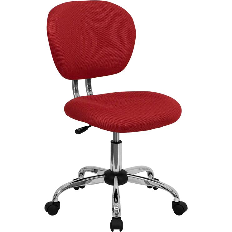 Mid-Back Red Mesh Padded Swivel Task Office Chair With Chrome Base By Flash Furniture | Office Chairs | Modishstore - 1
