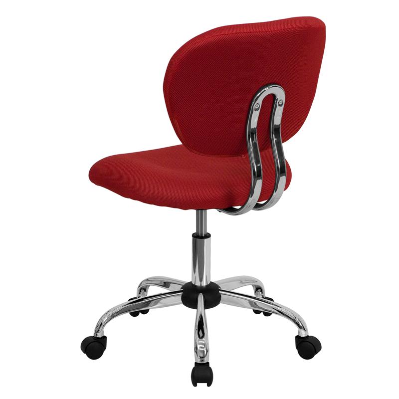 Mid-Back Red Mesh Padded Swivel Task Office Chair With Chrome Base By Flash Furniture | Office Chairs | Modishstore - 3