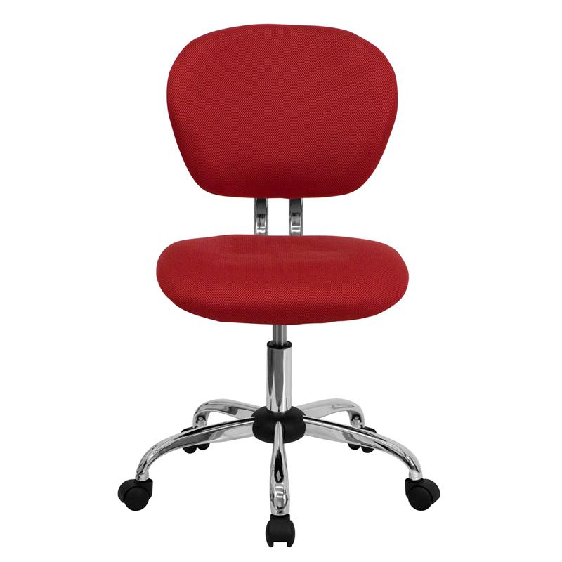 Mid-Back Red Mesh Padded Swivel Task Office Chair With Chrome Base By Flash Furniture | Office Chairs | Modishstore - 4