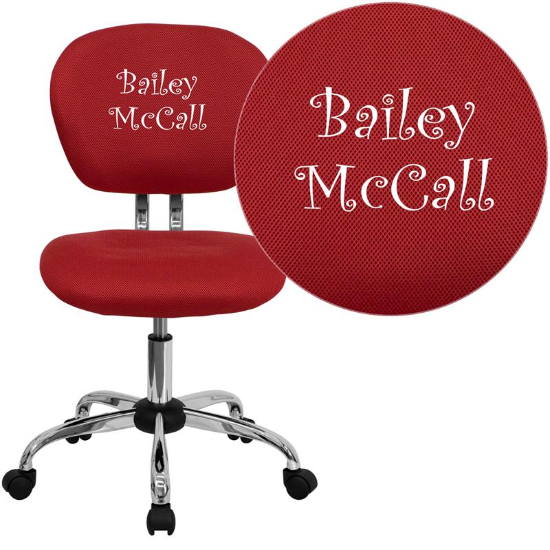 Personalized Mid-Back Red Mesh Swivel Task Office Chair With Chrome Base By Flash Furniture | Office Chairs | Modishstore - 1