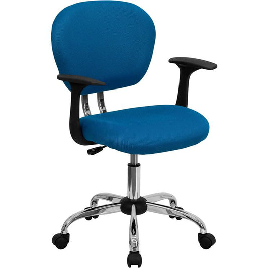 Mid-Back Turquoise Mesh Padded Swivel Task Office Chair With Chrome Base And Arms By Flash Furniture | Office Chairs | Modishstore