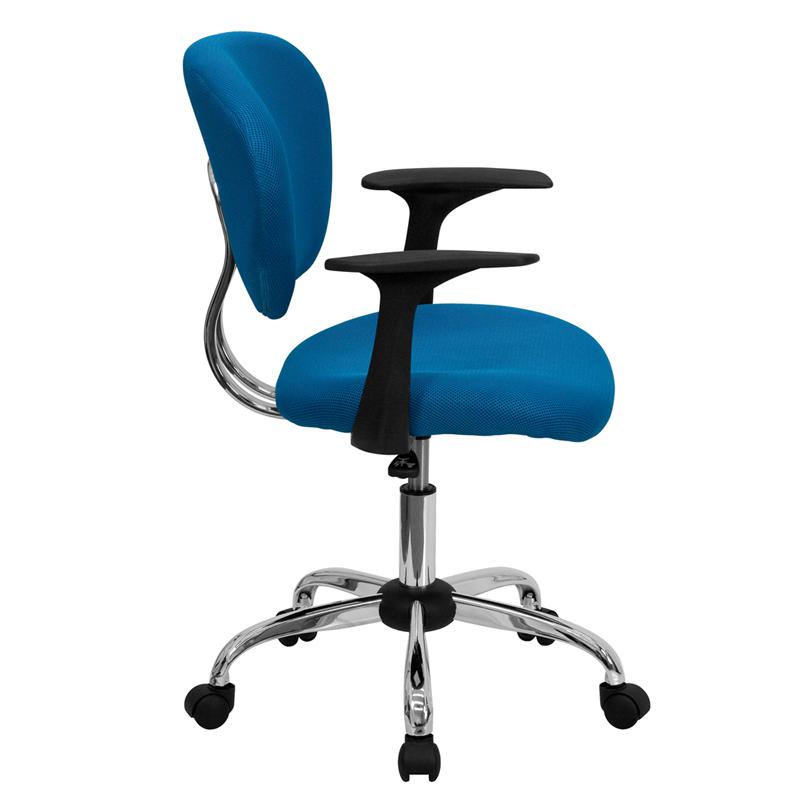 Mid-Back Turquoise Mesh Padded Swivel Task Office Chair With Chrome Base And Arms By Flash Furniture | Office Chairs | Modishstore - 2