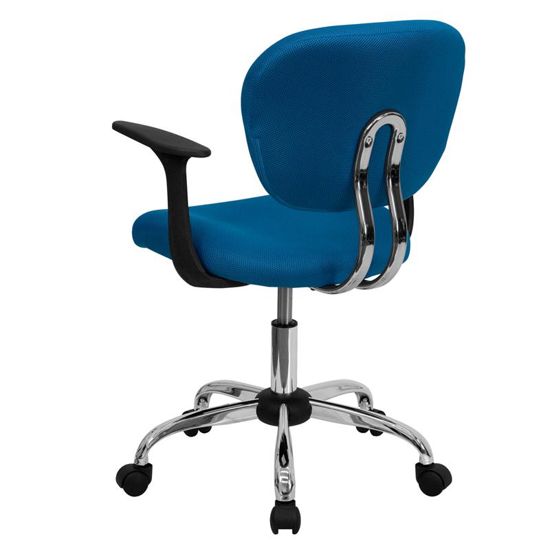 Mid-Back Turquoise Mesh Padded Swivel Task Office Chair With Chrome Base And Arms By Flash Furniture | Office Chairs | Modishstore - 3