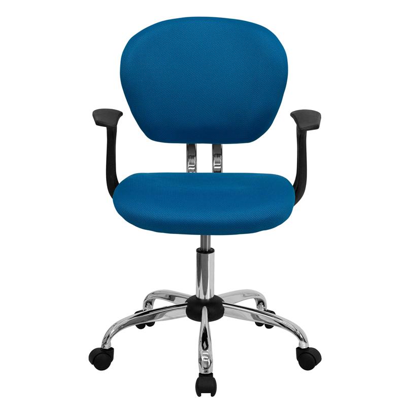 Mid-Back Turquoise Mesh Padded Swivel Task Office Chair With Chrome Base And Arms By Flash Furniture | Office Chairs | Modishstore - 4