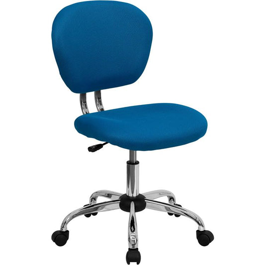 Mid-Back Turquoise Mesh Padded Swivel Task Office Chair With Chrome Base By Flash Furniture | Office Chairs | Modishstore