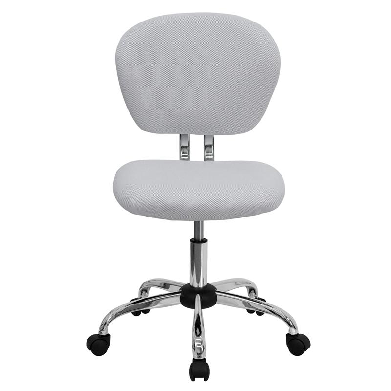 Mid-Back White Mesh Padded Swivel Task Office Chair With Chrome Base By Flash Furniture | Office Chairs | Modishstore - 4