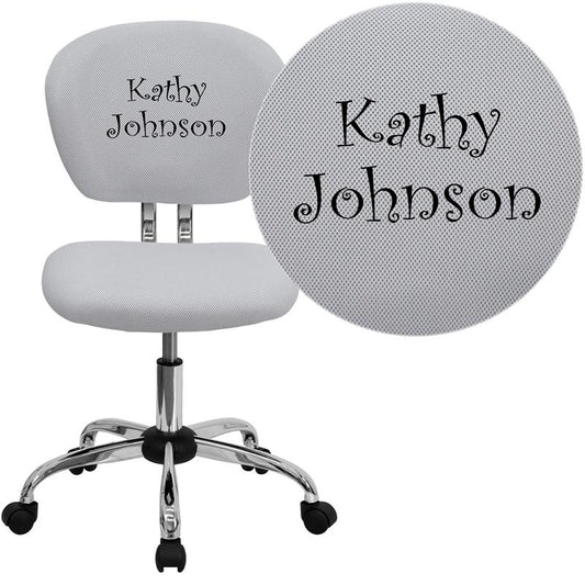 Personalized Mid-Back White Mesh Swivel Task Office Chair With Chrome Base By Flash Furniture | Office Chairs | Modishstore