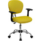 Mid-Back Yellow Mesh Padded Swivel Task Office Chair With Chrome Base And Arms By Flash Furniture | Office Chairs | Modishstore