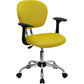 Mid-Back Yellow Mesh Padded Swivel Task Office Chair With Chrome Base And Arms By Flash Furniture | Office Chairs | Modishstore - 1