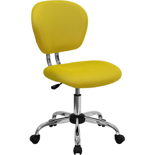 Mid-Back Yellow Mesh Padded Swivel Task Office Chair With Chrome Base By Flash Furniture | Office Chairs | Modishstore
