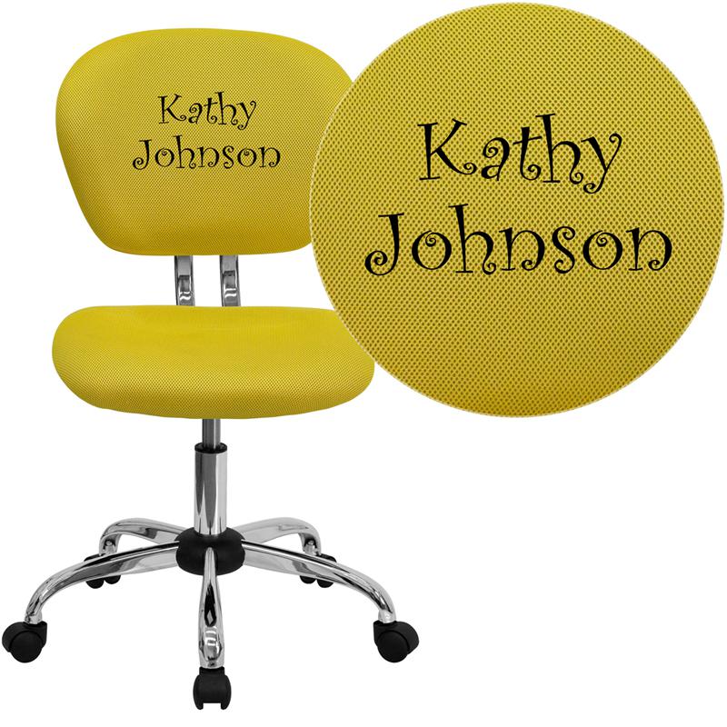 Personalized Mid-Back Yellow Mesh Swivel Task Office Chair With Chrome Base By Flash Furniture | Office Chairs | Modishstore