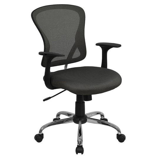 Mid-Back Dark Gray Mesh Swivel Task Office Chair With Chrome Base And Arms By Flash Furniture | Office Chairs | Modishstore