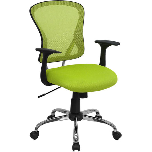 Mid-Back Green Mesh Swivel Task Office Chair With Chrome Base And Arms By Flash Furniture | Office Chairs | Modishstore