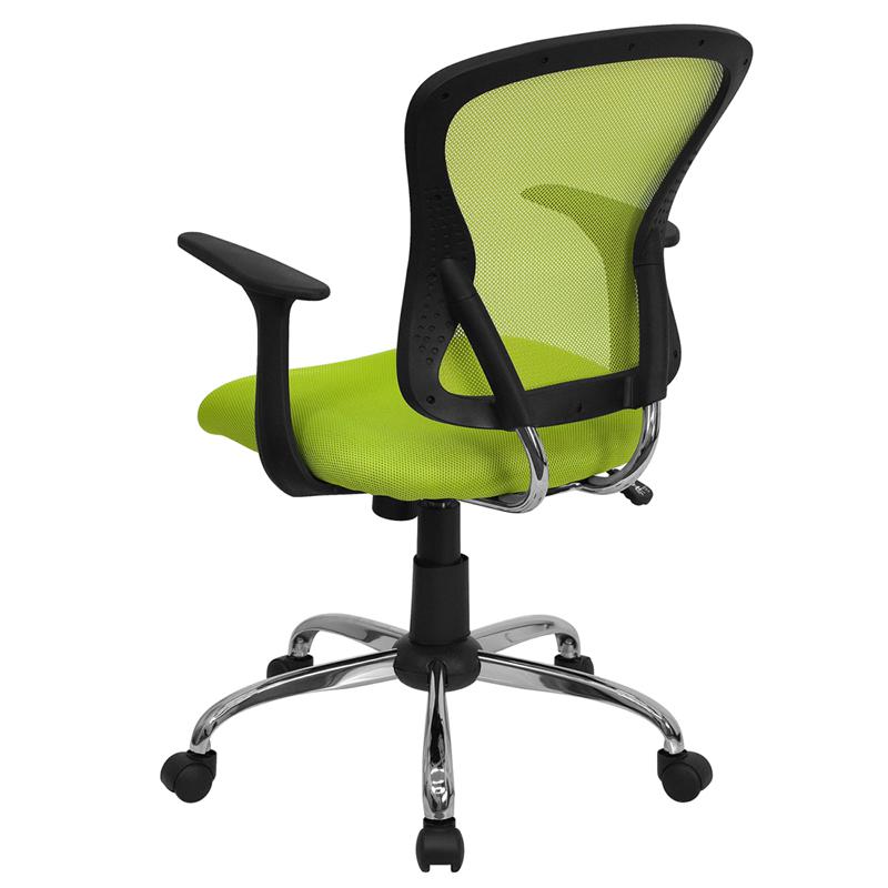 Mid-Back Green Mesh Swivel Task Office Chair With Chrome Base And