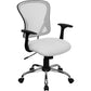 Mid-Back White Mesh Swivel Task Office Chair With Chrome Base And Arms By Flash Furniture | Office Chairs | Modishstore - 1