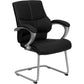 Black Leathersoft Executive Side Reception Chair With Silver Sled Base By Flash Furniture | Office Chairs | Modishstore - 1