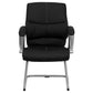Black Leathersoft Executive Side Reception Chair With Silver Sled Base By Flash Furniture | Office Chairs | Modishstore - 4