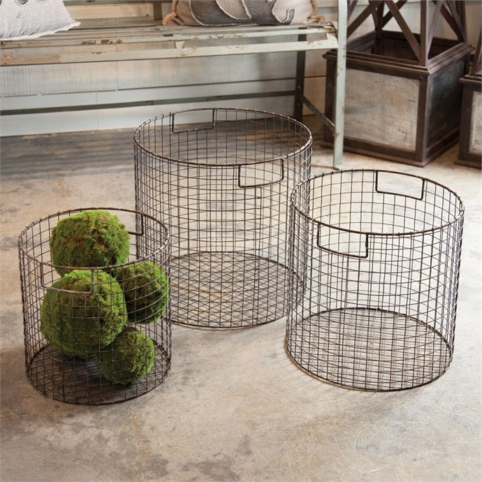 Wire Round Baskets “ Set of 3 by Napa Home & Garden | Wine & Bar Accessories | Modishstore - 2