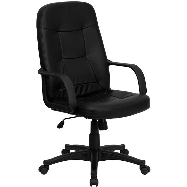 High Back Black Glove Vinyl Executive Swivel Office Chair With Arms By Flash Furniture | Office Chairs | Modishstore