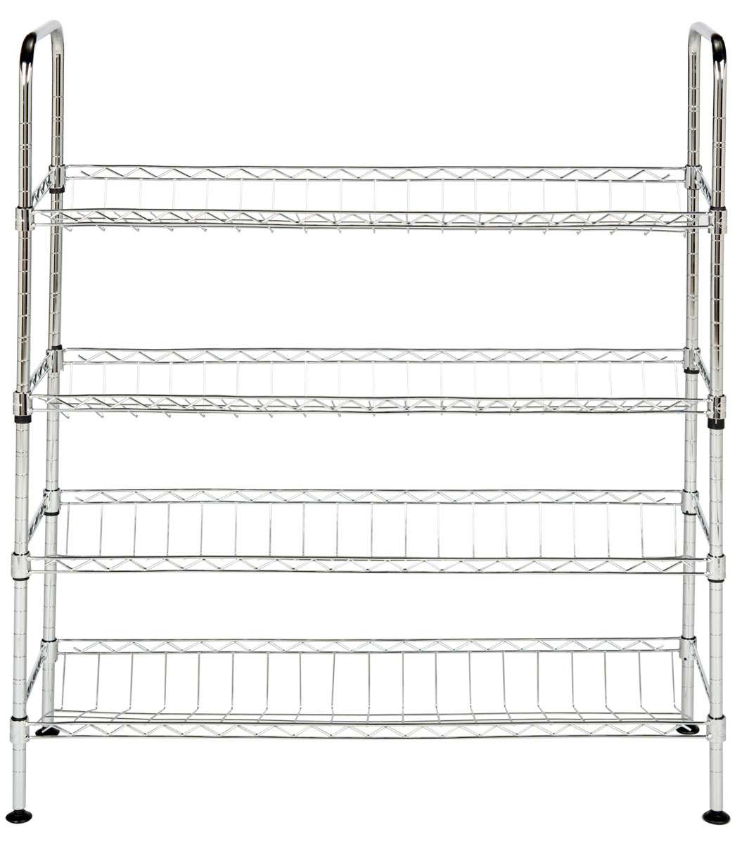 Safavieh Lidia Chrome Wire Adjustable Shoe Rack (29.5 In. W X 9.8 In. D X 33.5 In. H) - Chrome | Shelves & Shelving Units | Modishstore