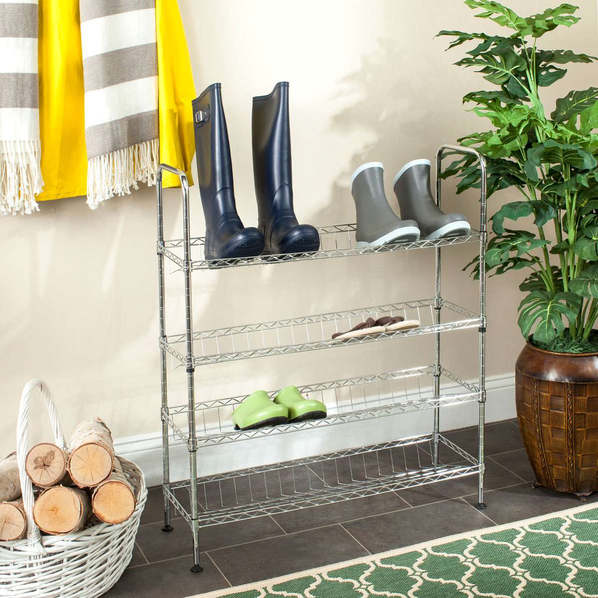 Safavieh Lidia Chrome Wire Adjustable Shoe Rack (29.5 In. W X 9.8 In. D X 33.5 In. H) - Chrome | Shelves & Shelving Units | Modishstore - 3