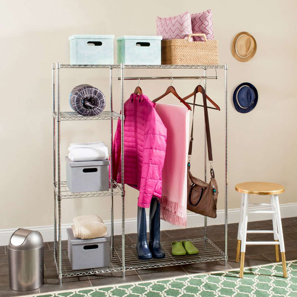 Safavieh Betsy Chrome Wire Adjustable Garment Rack (47.2 In. W X 17.7 In. D X 59.1 In. H) - Chrome | Shelves & Shelving Units | Modishstore - 4