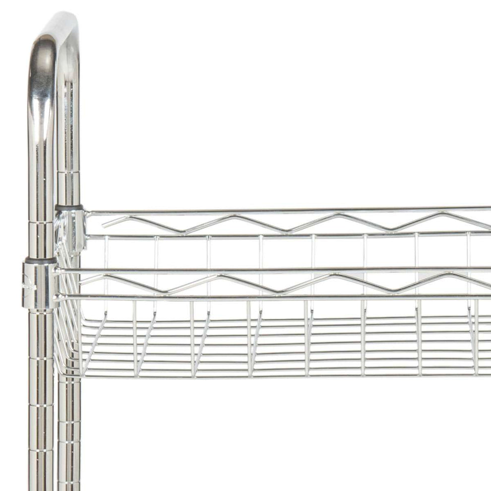Safavieh Pierre0 Chrome Wire Adjustable Mini Trolley (17.7 In. W X 9.8 In. D X 37.4 In. H) - Chrome | Shelves & Shelving Units | Modishstore - 2