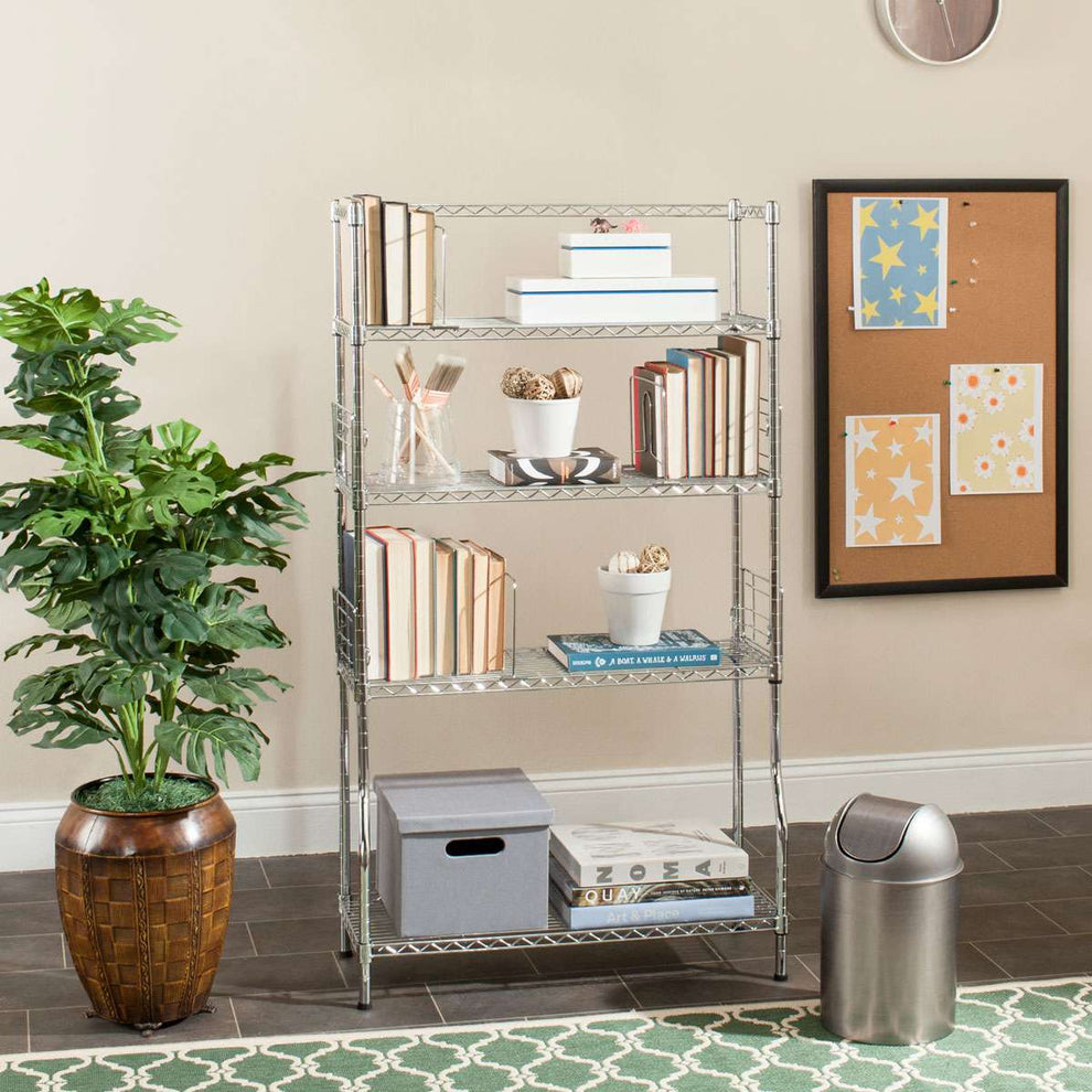 Safavieh Fernand Chrome Wire Book Rack (29.5 In. W X 11.8 In. D X 53.1 In. H) - Chrome | Shelves & Shelving Units | Modishstore - 2