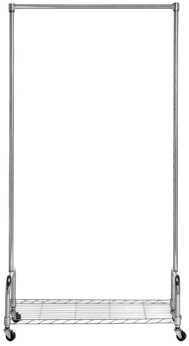 Safavieh Christian Chrome Wire Sngl Rod Clothes Rack (35.4 In. W X 13.8 In. D X 63 In. H) - Chrome | Shelves & Shelving Units | Modishstore