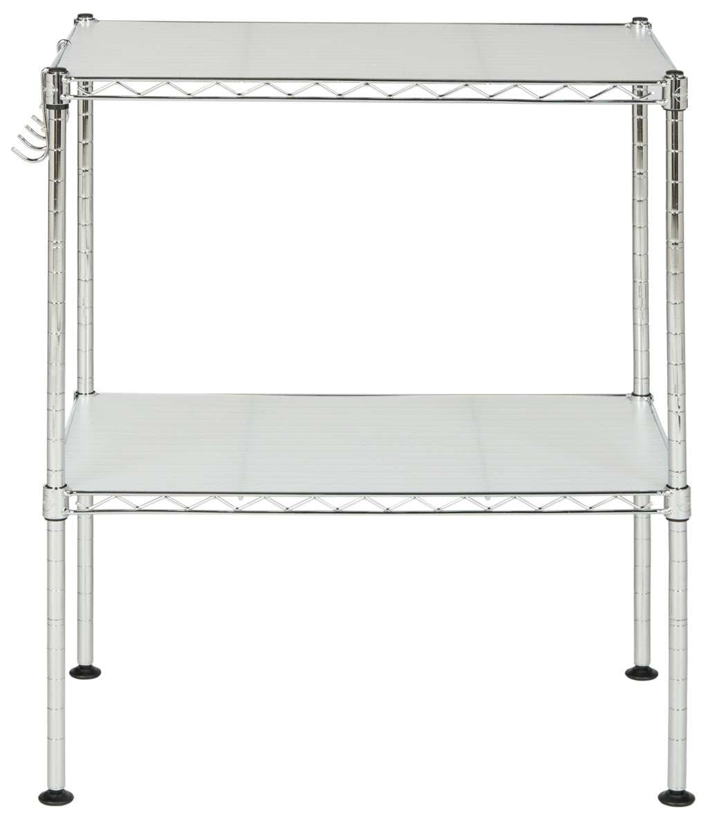 Safavieh Lucien 2 Tier Chrome Wire Microwave Rack (19.7 In. W X 11.8 In. D X 23.6 In. H) - Chrome | Shelves & Shelving Units | Modishstore